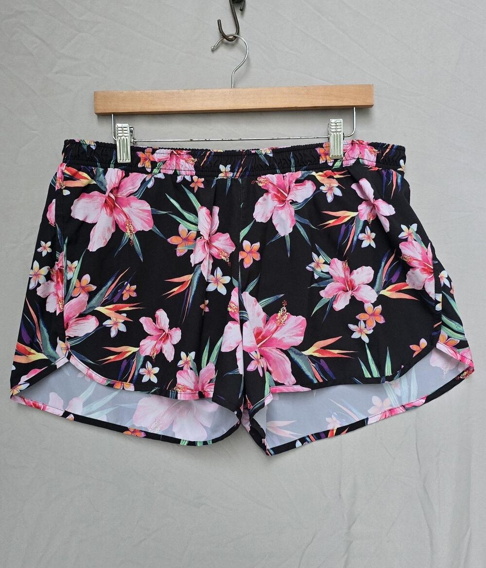 Old Navy Active Shorts Womens Large Tropical Floral Running Quick Dry *flaw